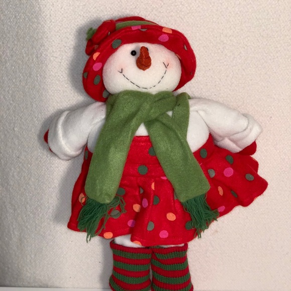 🎄2/$30🎄PLUSH SNOWMAN - RED DRESS - Picture 1 of 3